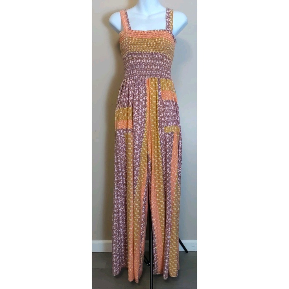 Bucket List Women Multicolor Pattern Elastic Bust Sleeveless Jumpsuit Size S